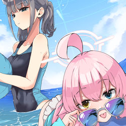 水着シロコとホシノ