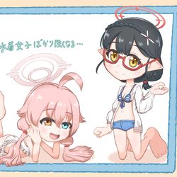 アビドスで好きな2人の水着姿描きました