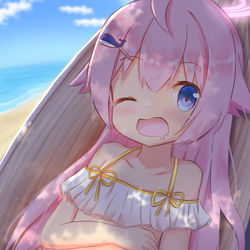 ホシノ(フリル水着)とハンモック