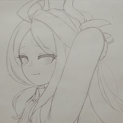らくがき) <髪を結ぼうとするヒナちゃん>