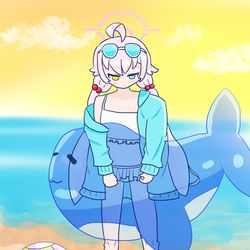 思ったより海が楽しくて、名残惜しそうにするホシノ