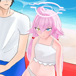 Hoshino and sensei ad the beach