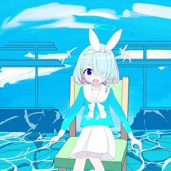 水遊びをするアロナちゃん