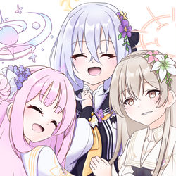 聖園ミカと桐藤ナギサと白洲アズサの集合絵
