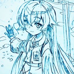 ブルーアーカイブ/小鳥遊ホシノ（アクアリウム）線画