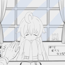 寝落ちホシノ【線画】