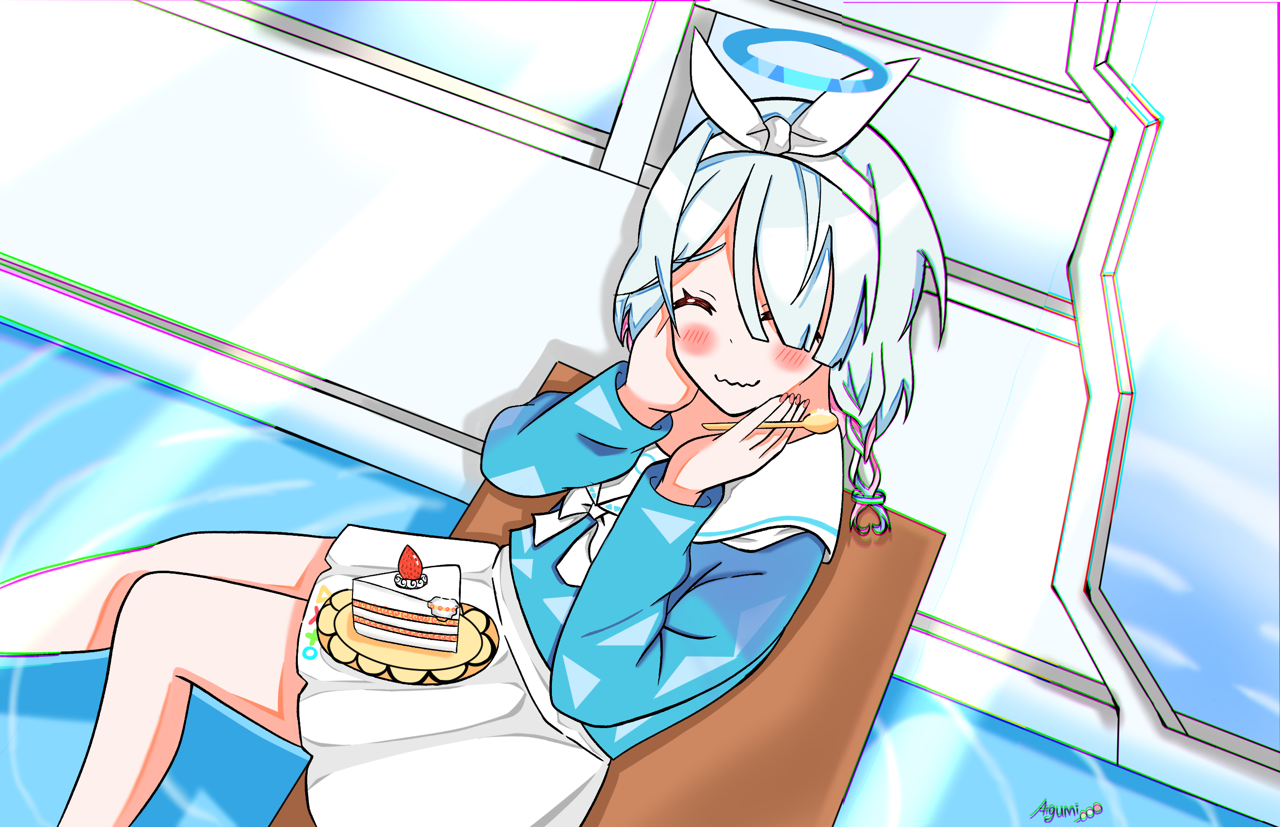 Arona eating cake