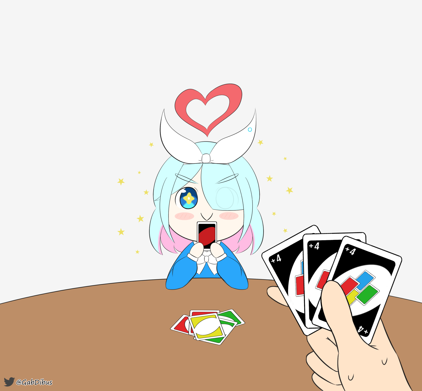 Playing UNO with Arona