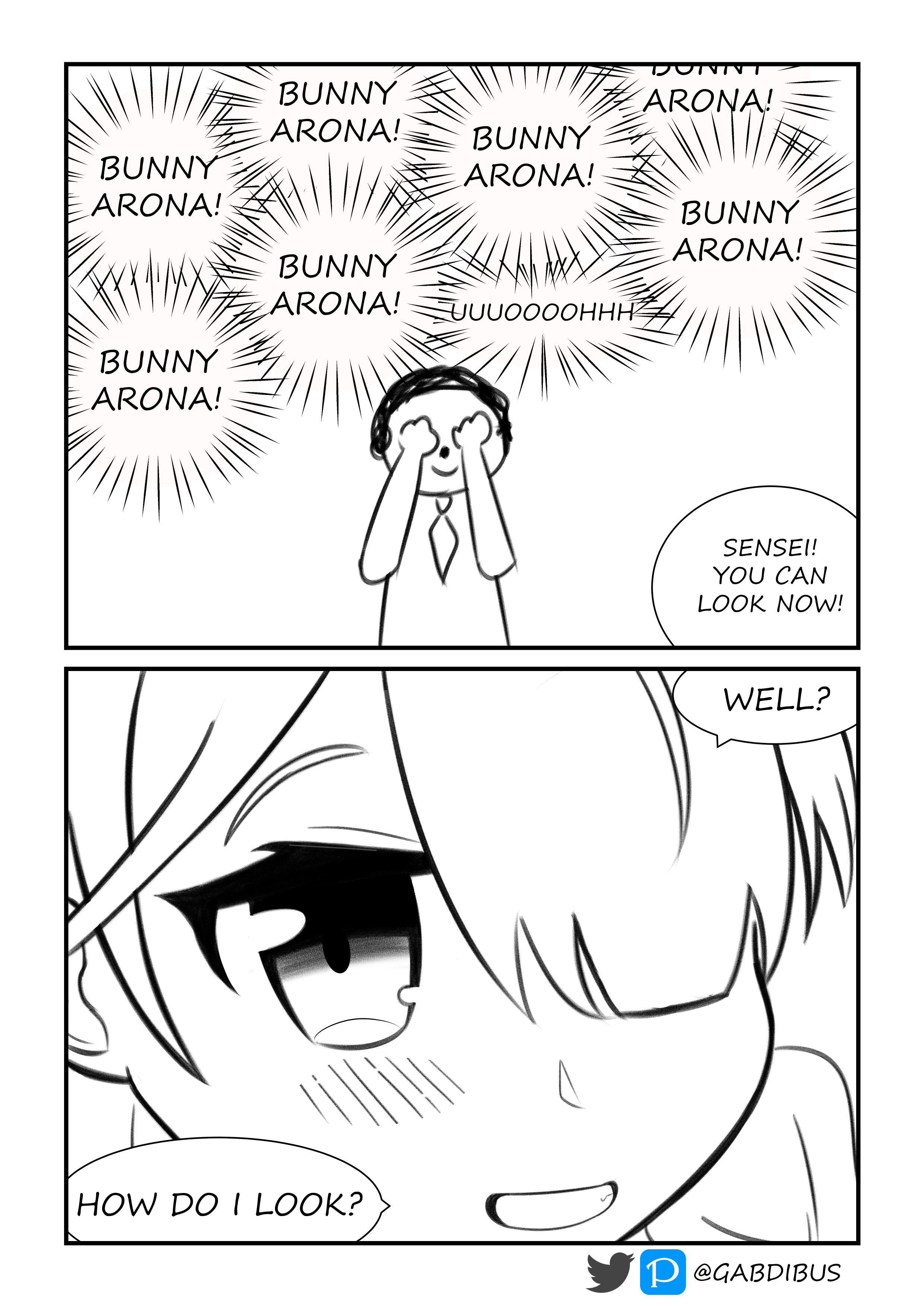 Arona tries a bunny suit